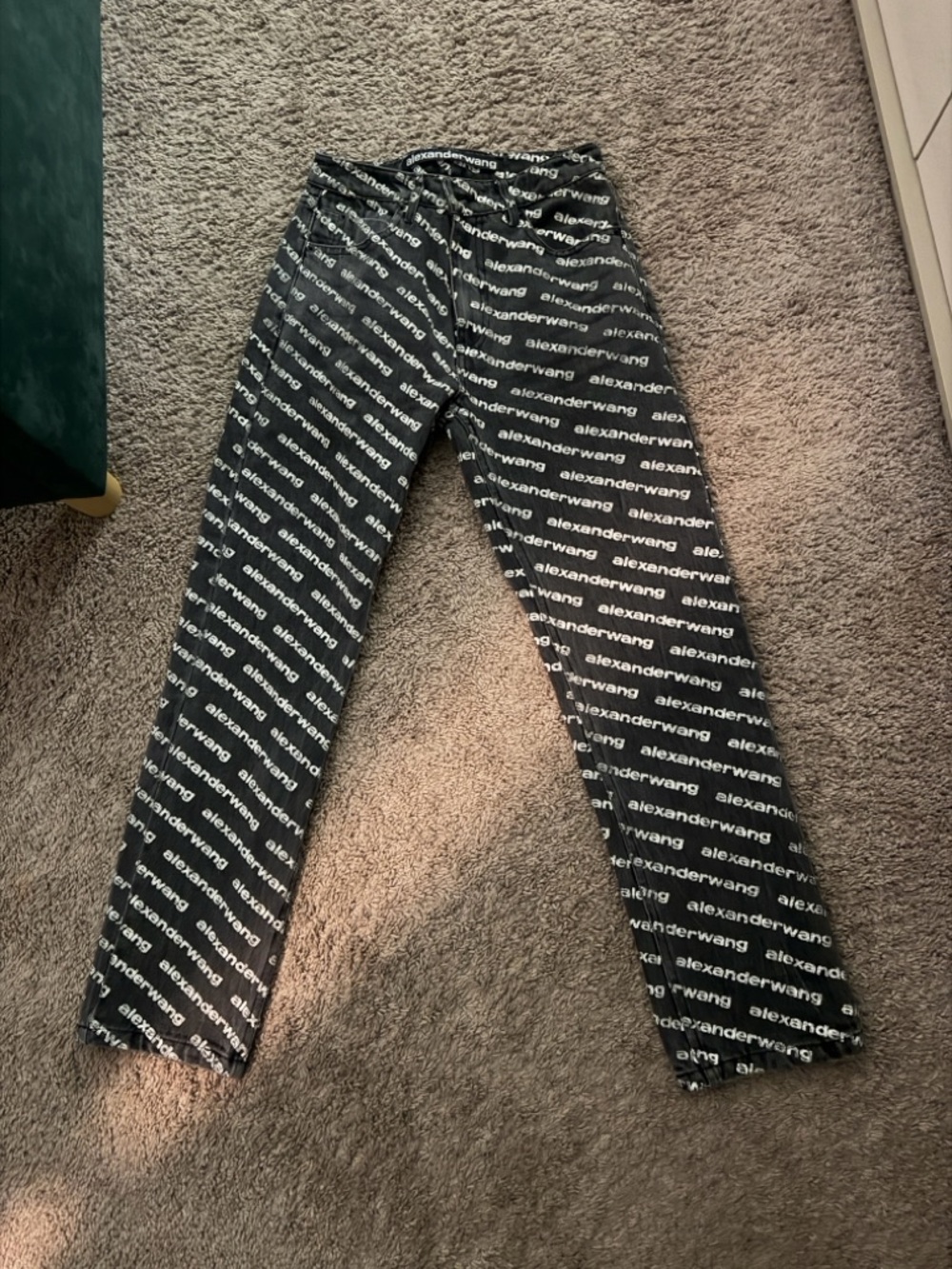 Alexander Wang Black and White Logo-Print Pants